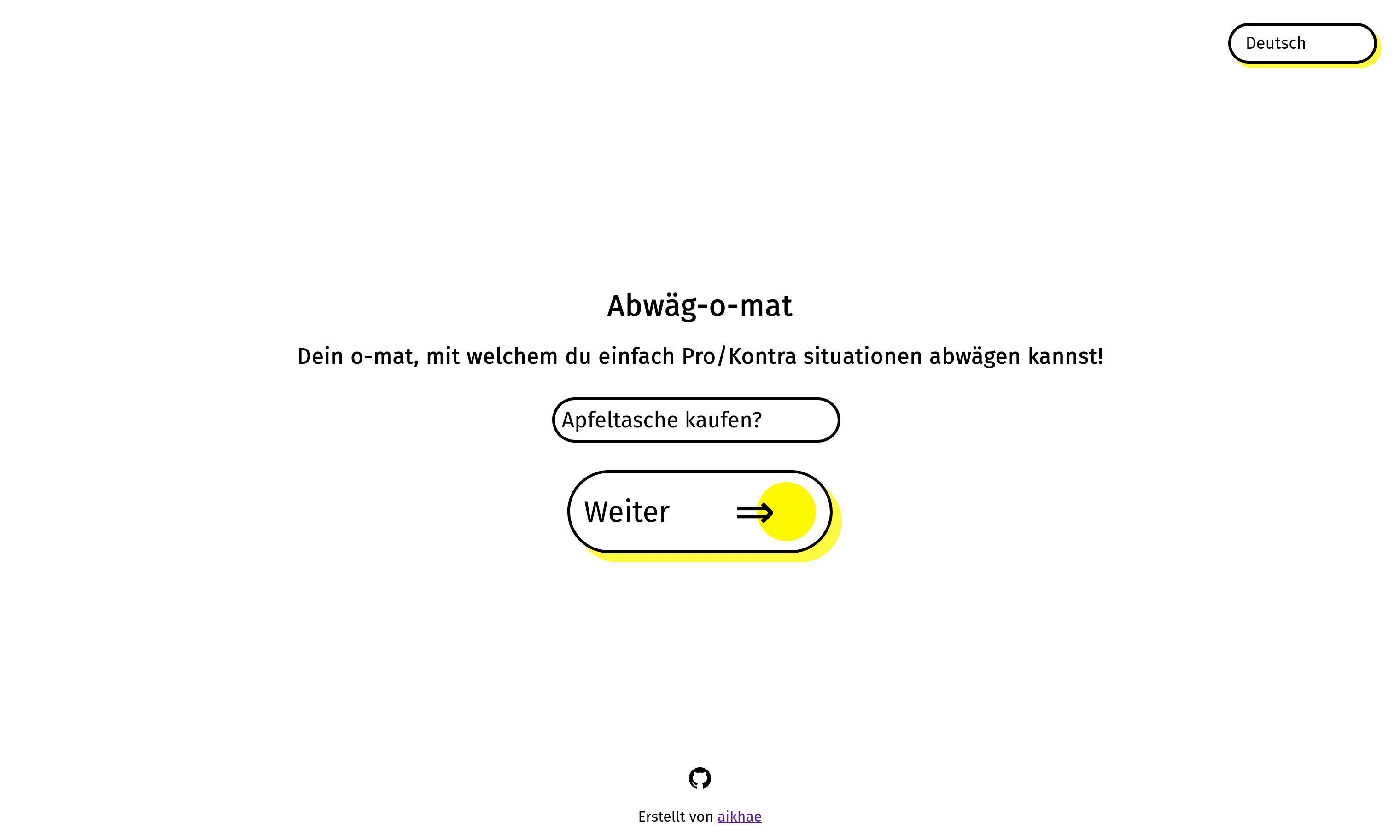 Startseite der App