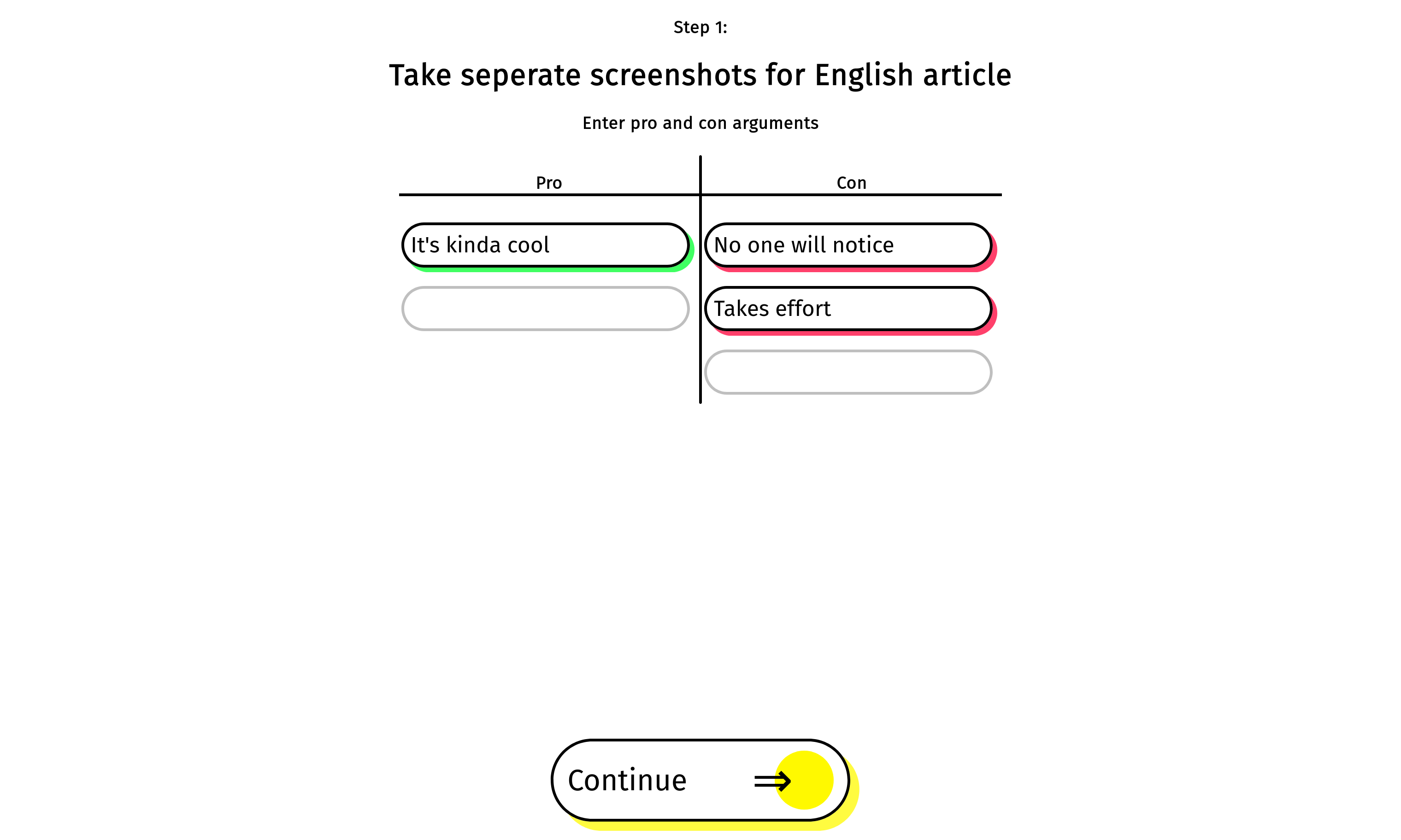 Entry of arguments