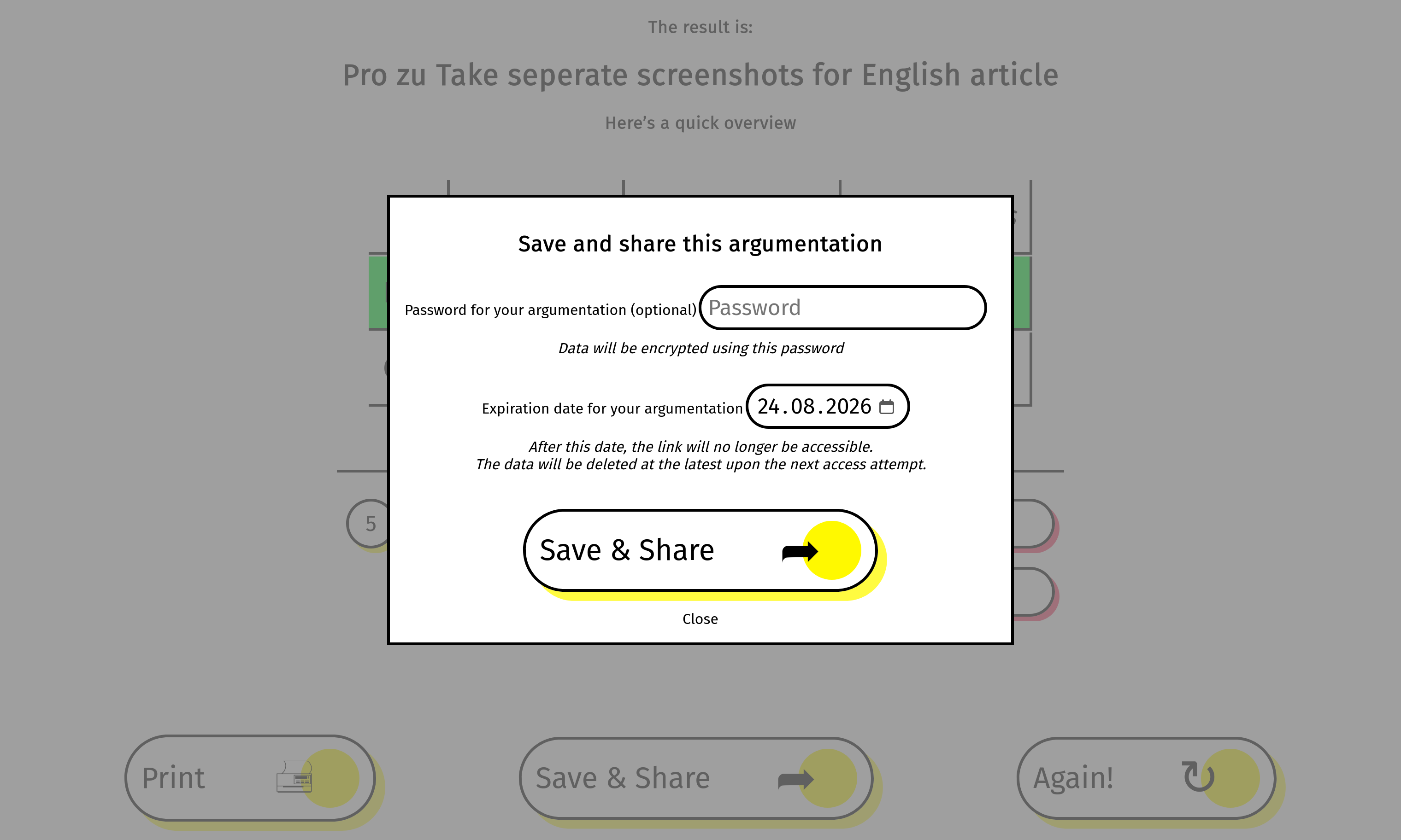Save argumentation dialog